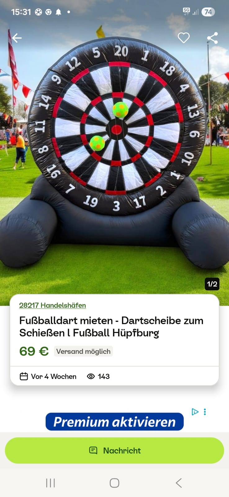 Fussball-Dartscheibe